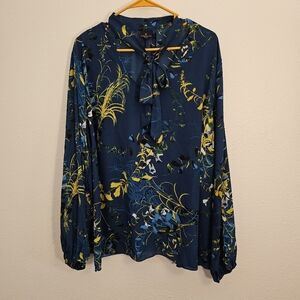 3X Worthington Teal Floral Print Blouse